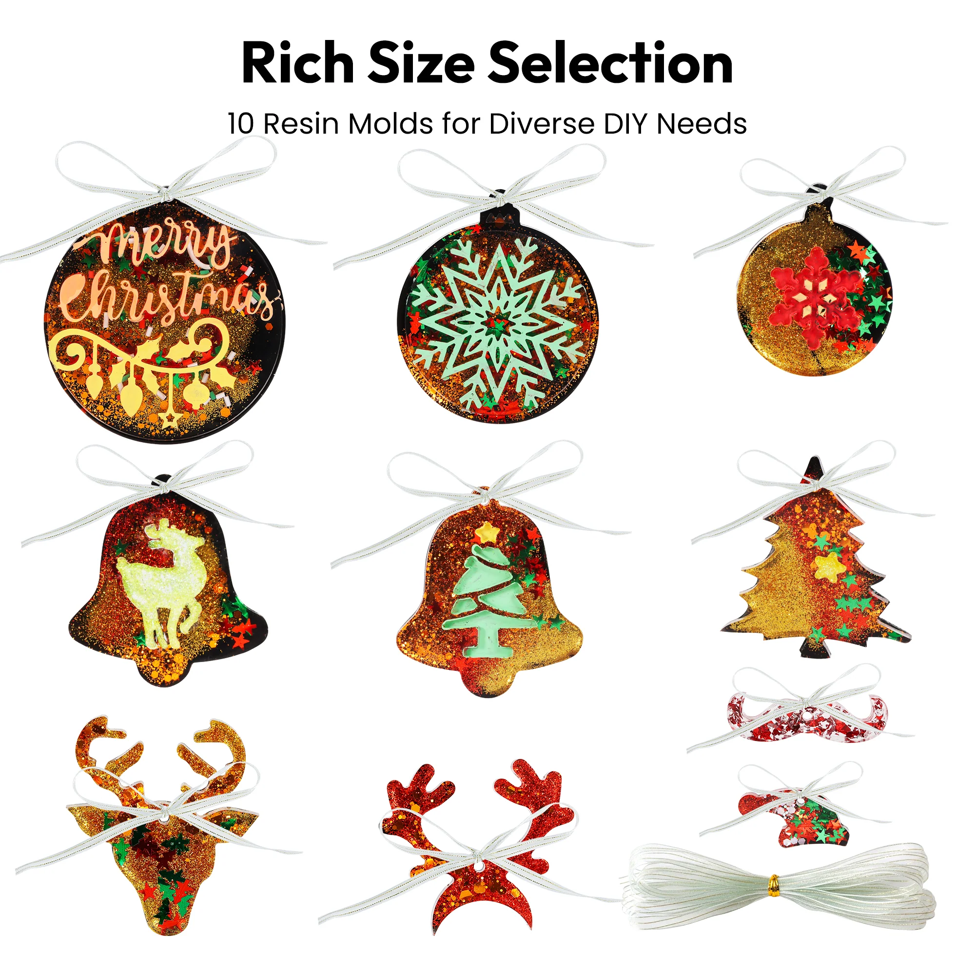 Resiners® Christmas Silicone Mold Set with Ribbon - Image 4