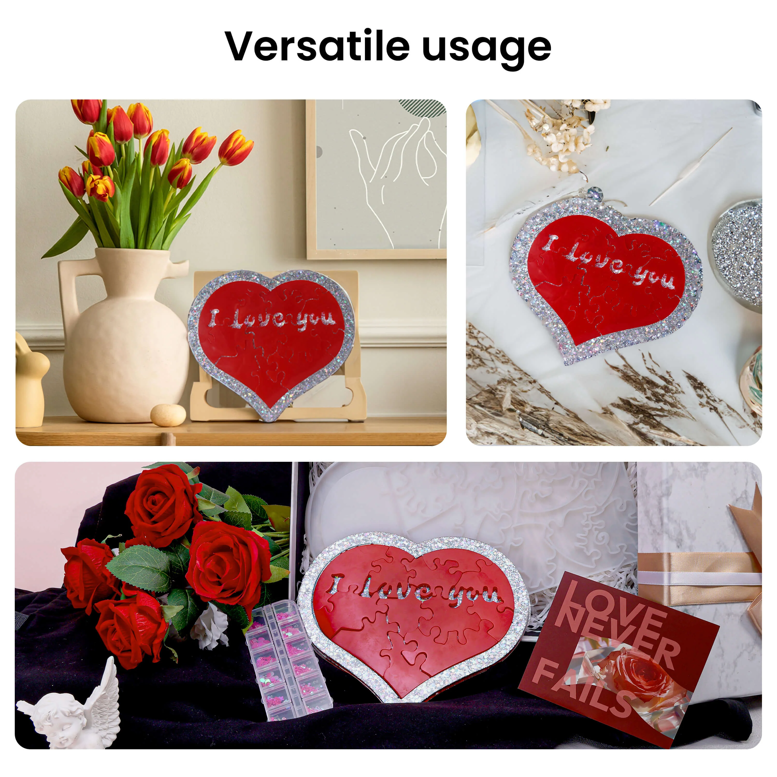Resiners® Jigsaw Heart Silicone Mold DIY Craft Kit - Image 5