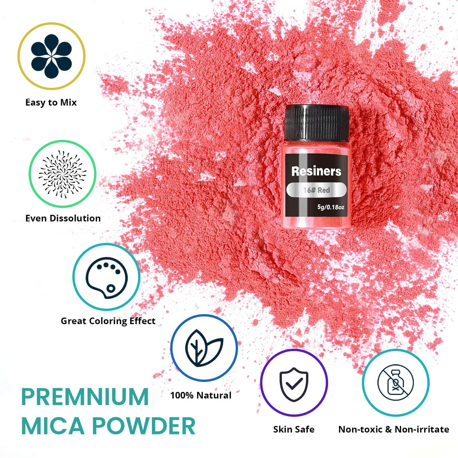 Resiners® 26 Colors Mica Powder Set - 0.175oz(5g)/Bottle - Image 3