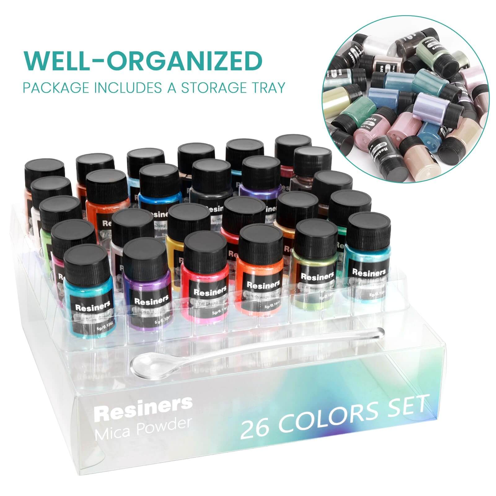 Resiners® 26 Colors Mica Powder Set - 0.175oz(5g)/Bottle - Image 4